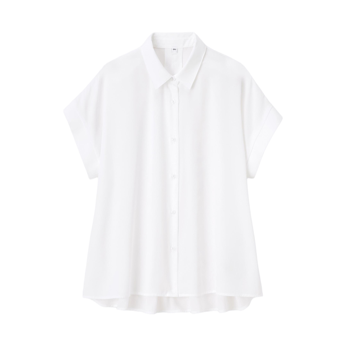 (W) GU 드레이프 플레어드 숏슬리브 셔츠 화이트((W) GU Draped Flared Short Sleeve Shirt White) - 1