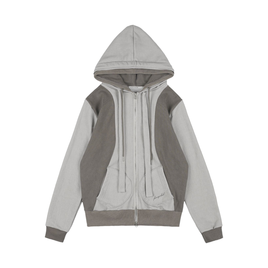 (W) 팬시 클럽 다이워시 레이어드 후드 집업 브라운((W) Fancy Club Die Wash Layered Hooded Zip Up Brown)