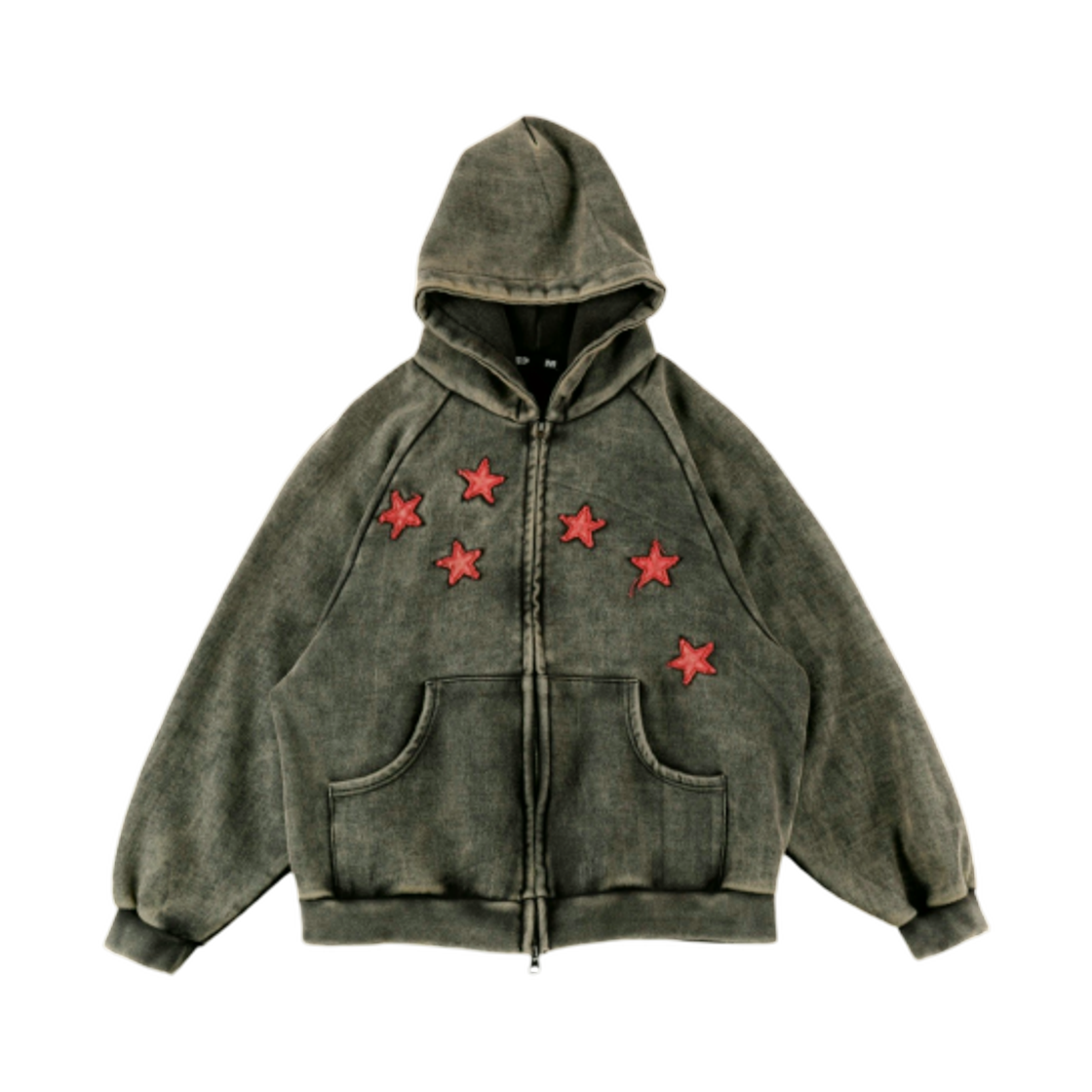 이알티알 델피너스 아플리케 래글런 후드 집업 블랙(ERTR Delphinus Applique Raglan Hoodie Zip Up Black) - 1