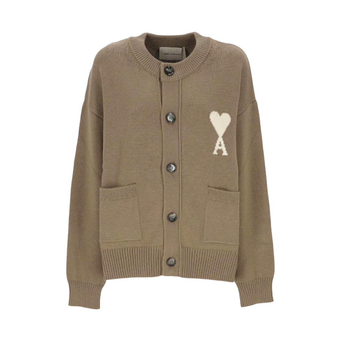UKC381 KN0156 A117 [15% 쿠폰] AMI de Coeur Wool Crewneck Cardigan Taupe Beige Off White