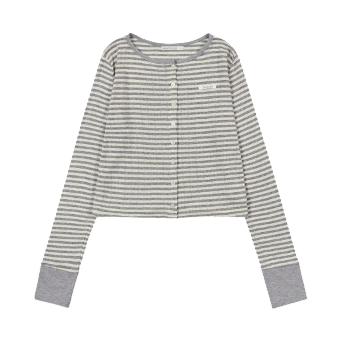 (W) 팬시 클럽 에어리 버튼 가디건 그레이((W) Fancy Club Airy Button Cardigan Gray)