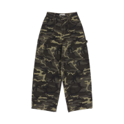 (W) Fancy Club Carpenter Lettering Denim Pants Khaki Camo