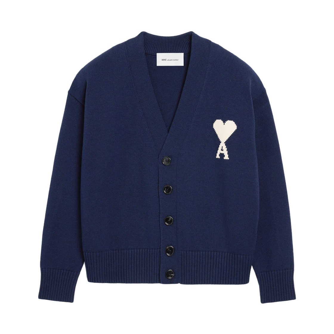 UKC380 KN0156 A116 [15% 쿠폰] (W) AMI Blue Wool Ami De Coeur Cardigan Ink Off White