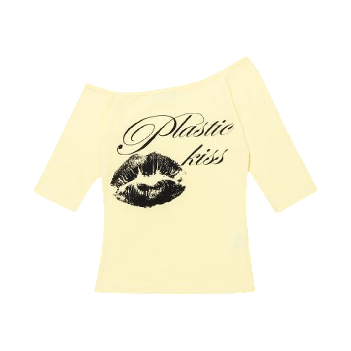 (W) 팬시 클럽 플라스틱 키스 원숄더 탑 옐로우((W) Fancy Club Plastic Kiss One Shoulder Top Yellow)