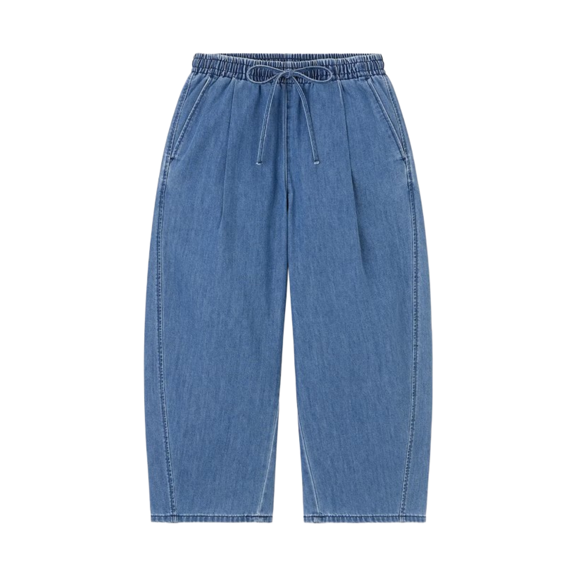 360150-64 (W) GU Light Denim Barrel Ankle Pants +EC Short Blue