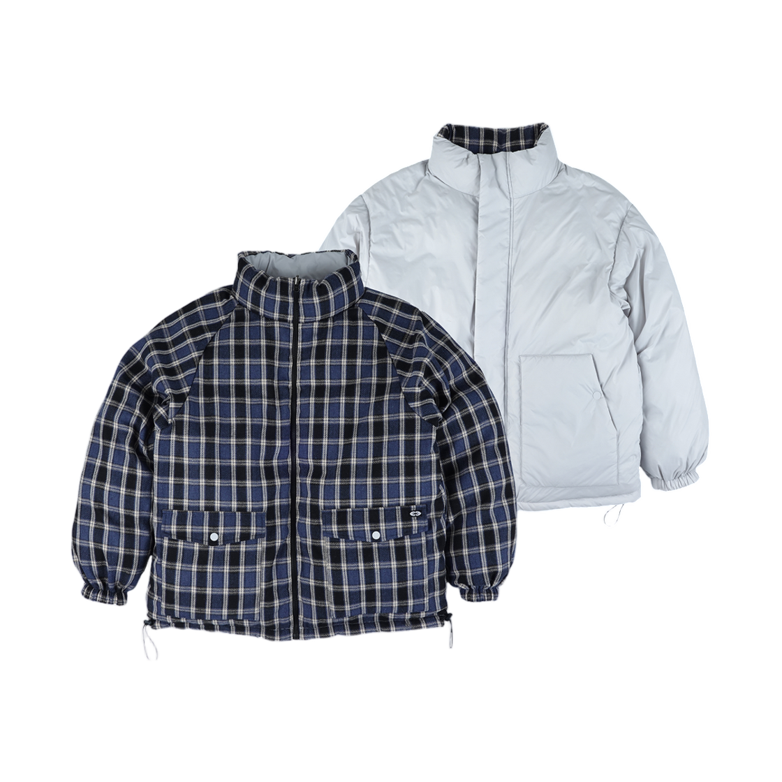 이알티알 리버시블 체크 패딩 자켓 라이트 그레이(ERTR Reversible Check Padded Jacket Light Grey) - 3