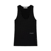 (W) Fancy Club Dot Button Sleeveless Black