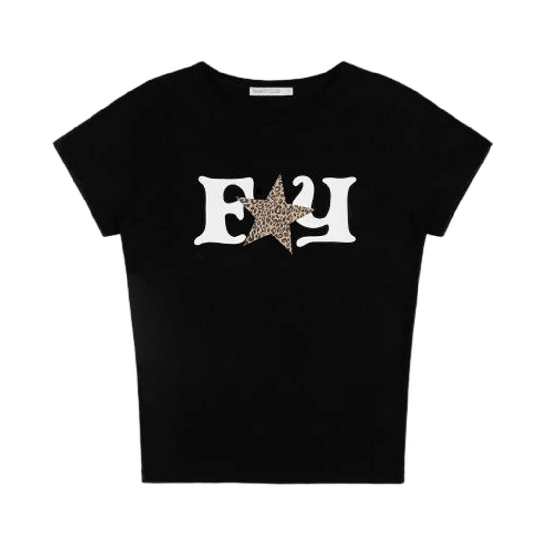 (W) 팬시 클럽 FY 레오파드 티셔츠 블랙((W) Fancy Club FY Leopard T-Shirt Black)