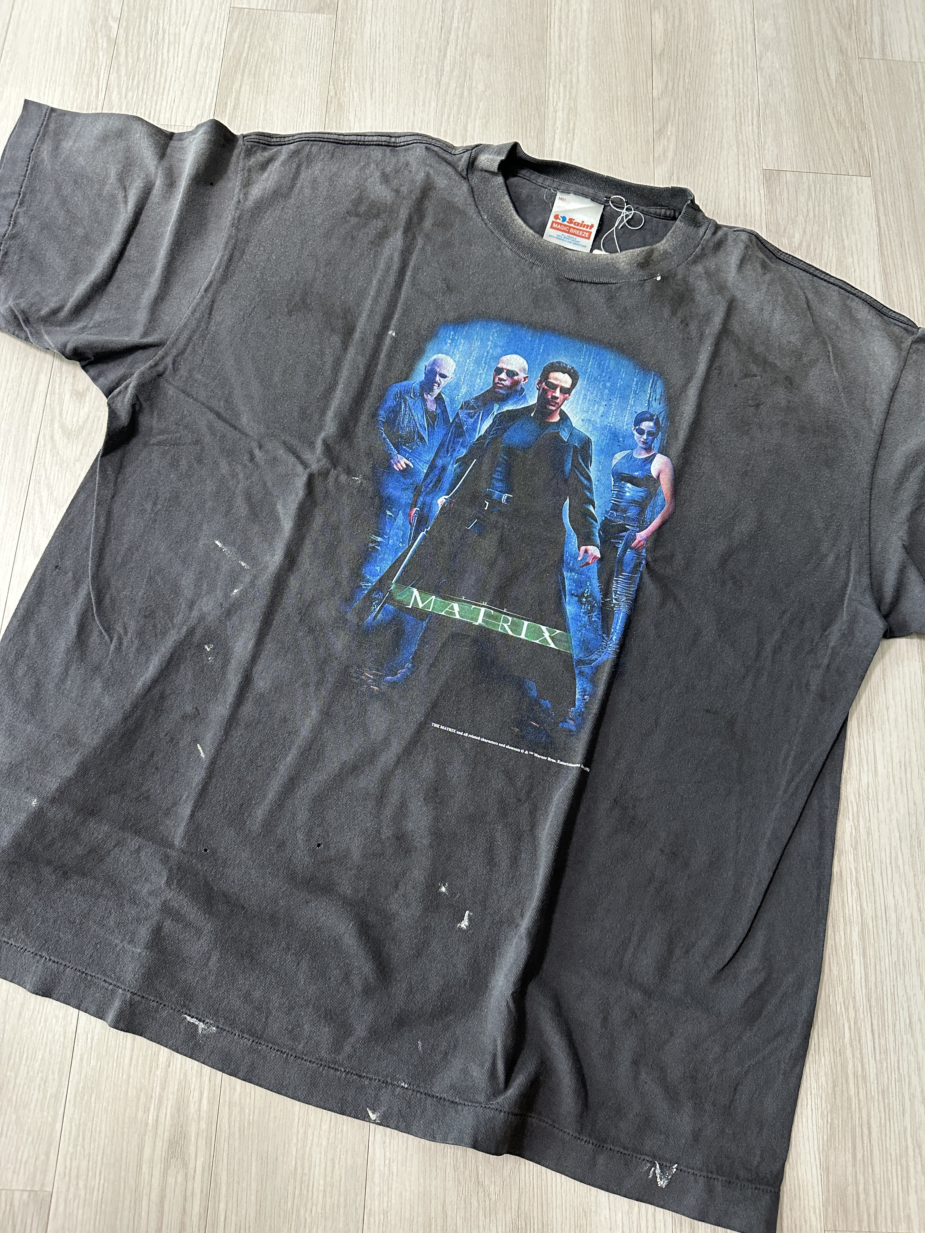 Saint Mxxxxxx x The Matrix Green Logo S/S T-Shirt Black - 25AW 착용 스타일 - 1