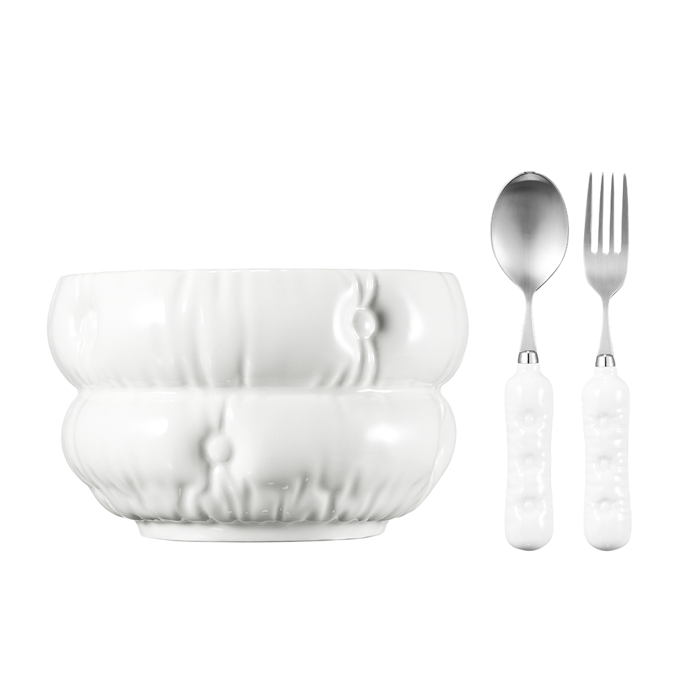 리이제 쿠션 보울 & 커트러리 세트 코지 화이트(LEEJAE Cushion Bowl & Cutlery Set Cozy White)