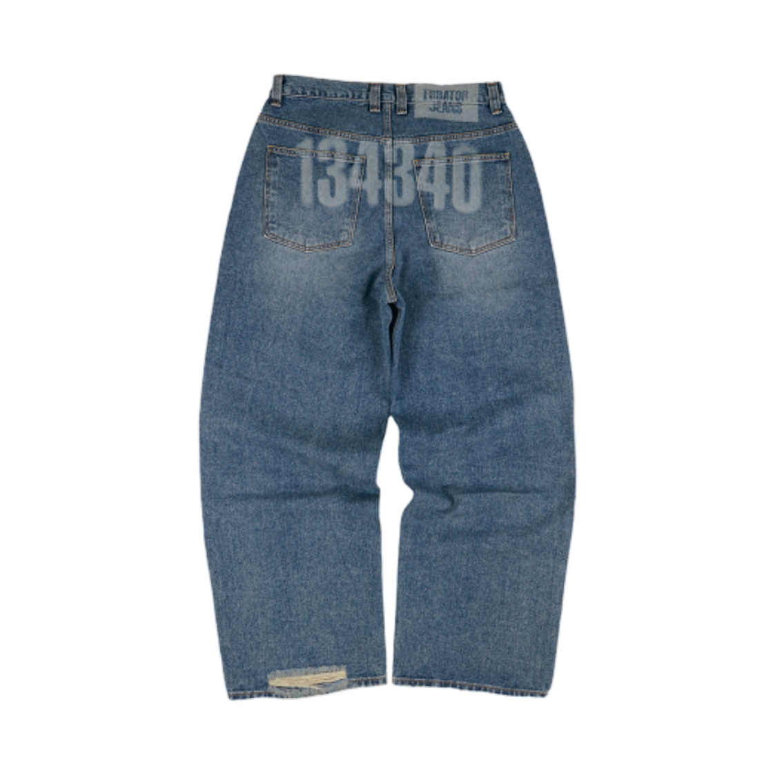 - ERTR 134340 Vintage Laser Denim Pants Blue