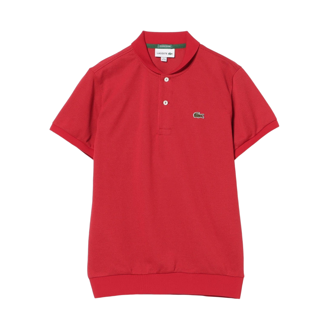 (W) 빔즈 골프 x 라코스테 숄 칼라 폴로 셔츠 레드((W) Beams Golf x Lacoste Shawl Collar Polo Shirt Red) - 1