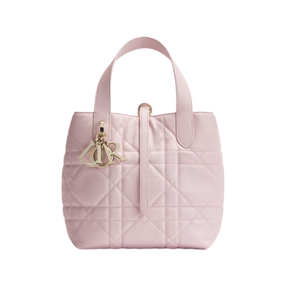 M2835OSNW-M29N Dior Small Dior Toujours Vertical Tote Bag Macro Cannage Calfskin Rose Tendre