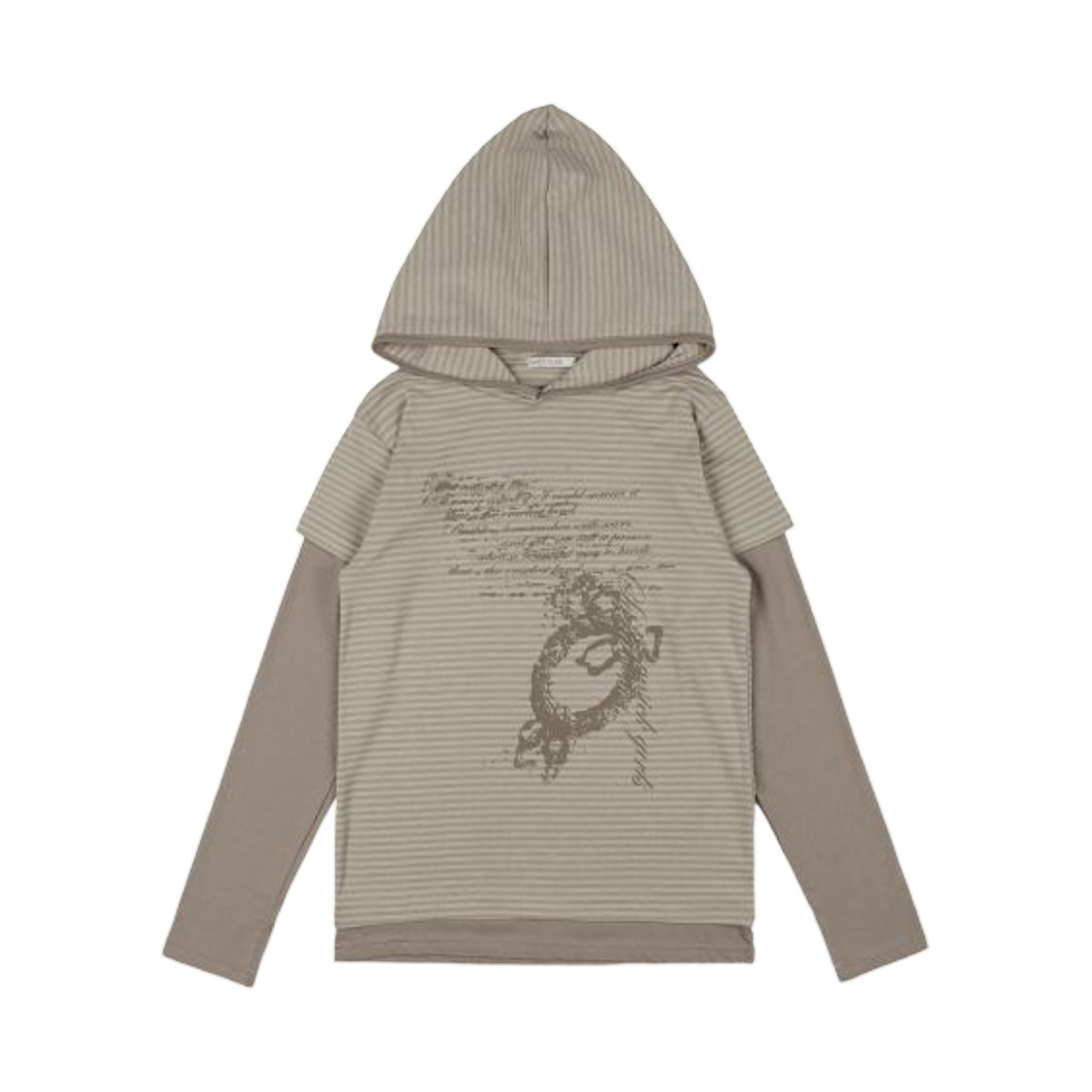 (W) 팬시 클럽 스트라이프 레이어드 후드 베이지((W) Fancy Club Striped Layered Hood Beige)
