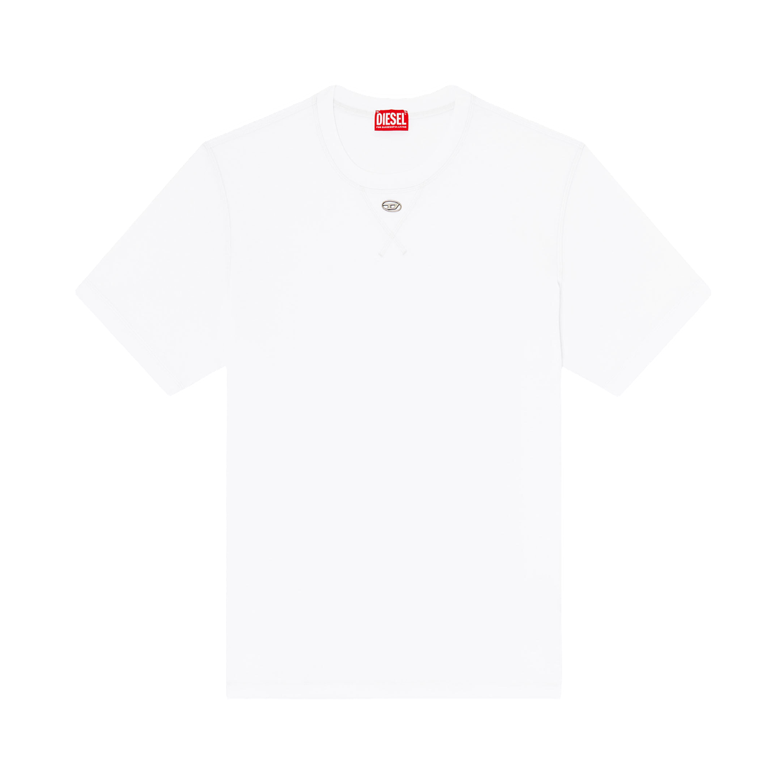 A199630AIJU-100 Diesel Regular T-Shirt with Crew Neck and Oval D White