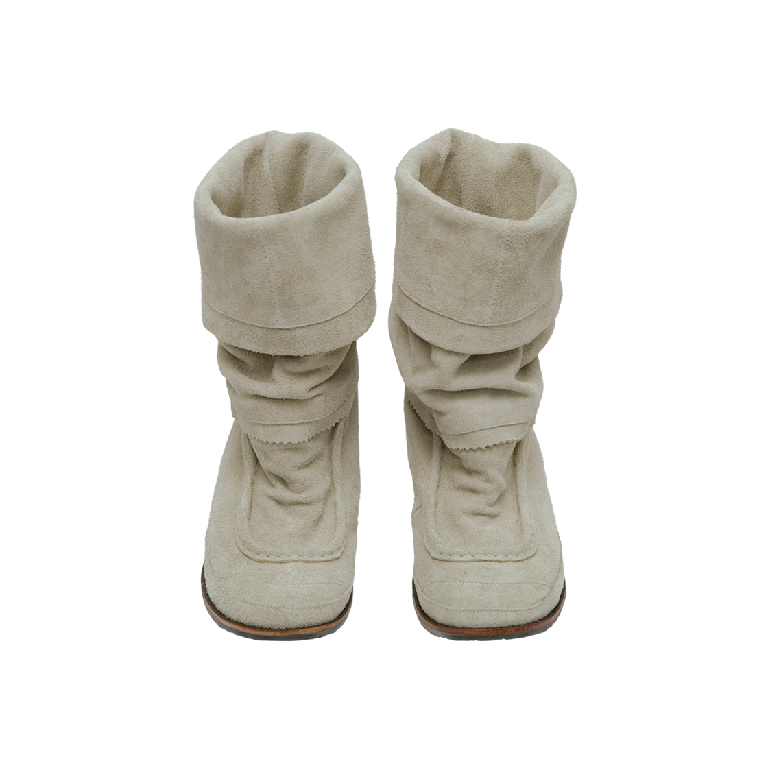 [프리오더] 폴리테루 우먼 폴딩 부츠 스웨이드 베이지([프리오더] Polyteru Women Folding Boots Suede Beige) - 2