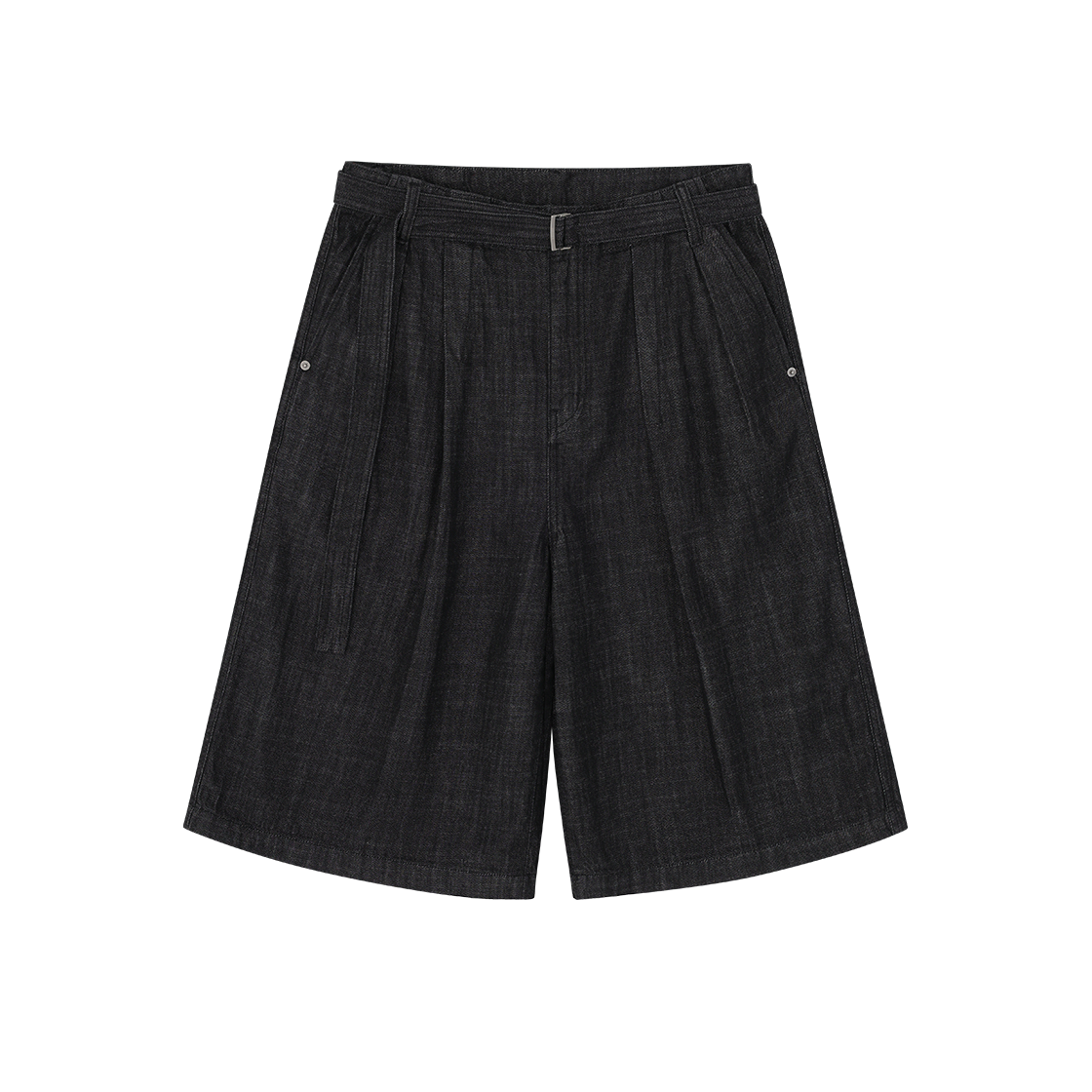 SI3PT326BK SONGZIO HOMME Asymmetric Crop Wide Denim Shorts Black