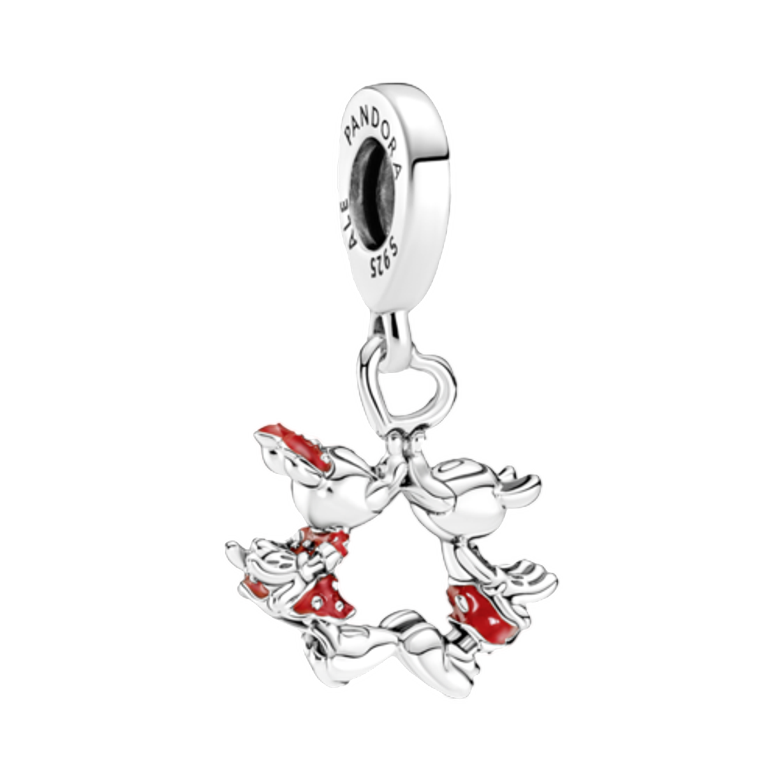 (W) 판도라 디즈니 미키 마우스 & 미니 마우스 키싱 댕글 참 스털링 실버((W) Pandora Disney Mickey Mouse & Minnie Mouse Kissing Dangle Charm Sterling Silver) - 1