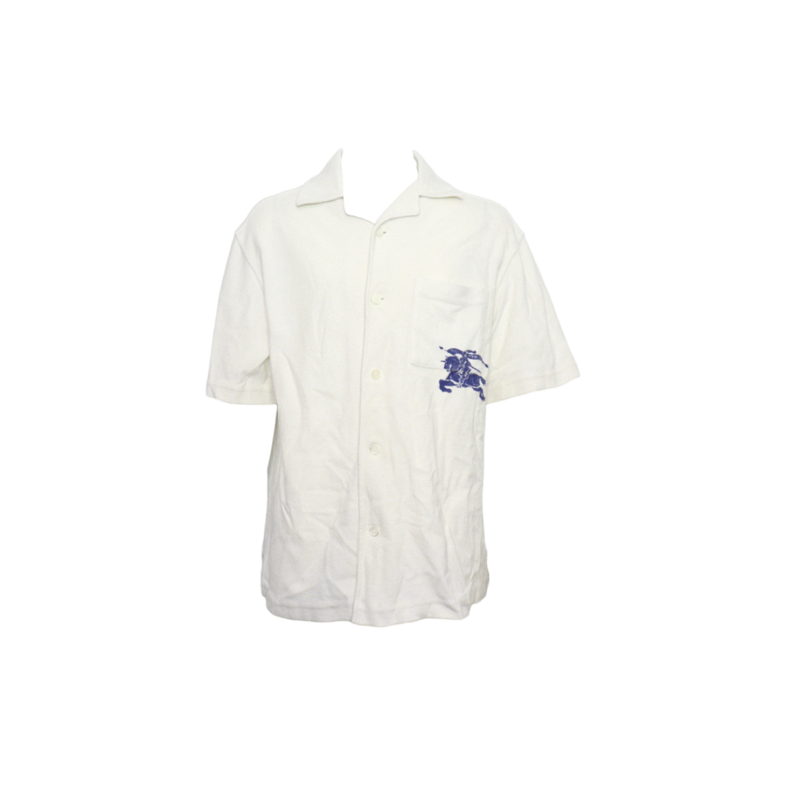 ITLOB4GB4ACI Burberry White Cotton Towel Print Men Short Sleeve Shirt