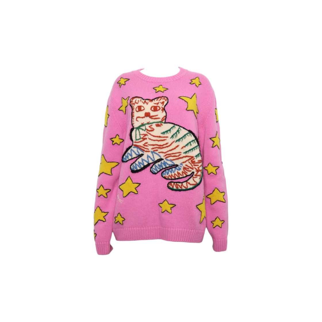 IT2IH8OFGDWM Gucci Special Order Star Cat Embroidered Women Sweater