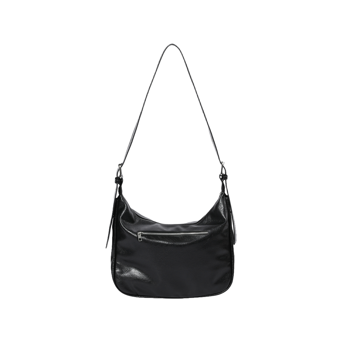 포트 더블 링클 레더 숄더백 남녀공용 블랙(MUCENT Pot Double Wrinkle Leather Shoulder Bag Black) - 2