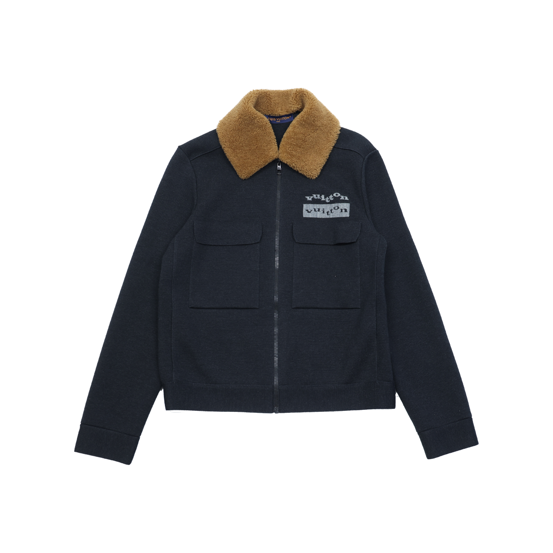 ITV6M2P4LWJO Louis Vuitton Shearling Collar Bomber Jacket Wool Charcoal Gray