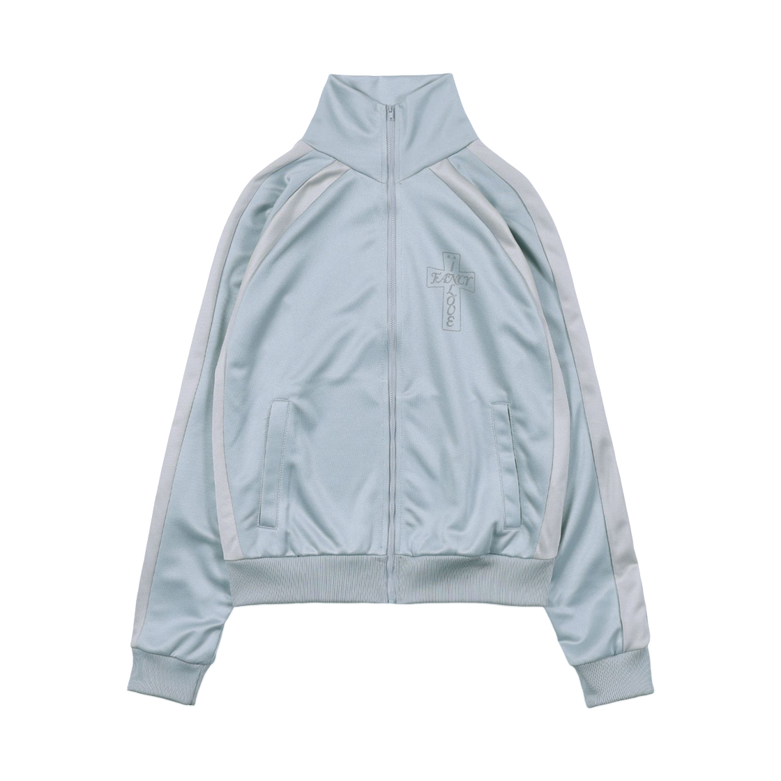 (W) 팬시 클럽 프로스 글로시 트랙탑 스카이 블루((W) Fancy Club Pros Glossy Track Top Sky Blue)