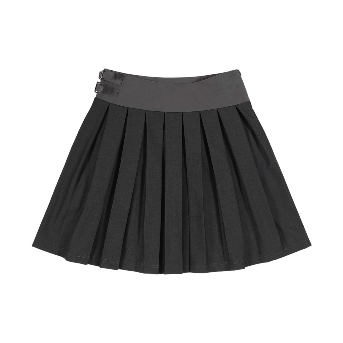 (W) 팬시 클럽 클래식 버클 플리츠 미디 스커트 그레이((W) Fancy Club Classic Buckle Pleated Midi Skirt Gray) - 2
