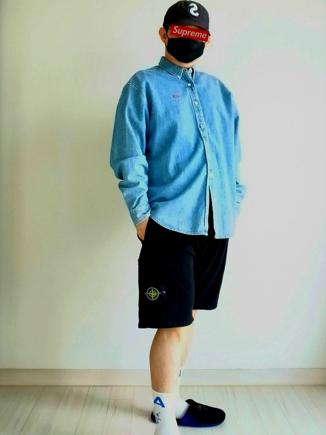 Supreme Seersucker S Logo 6-Panel Black - 24SS, Supreme Small Box Shirt Denim - 23FW ์ฐฉ์ฉ ์คํ์ผ