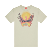 Diesel Regular T-Shirt with Phoenix Print Beige