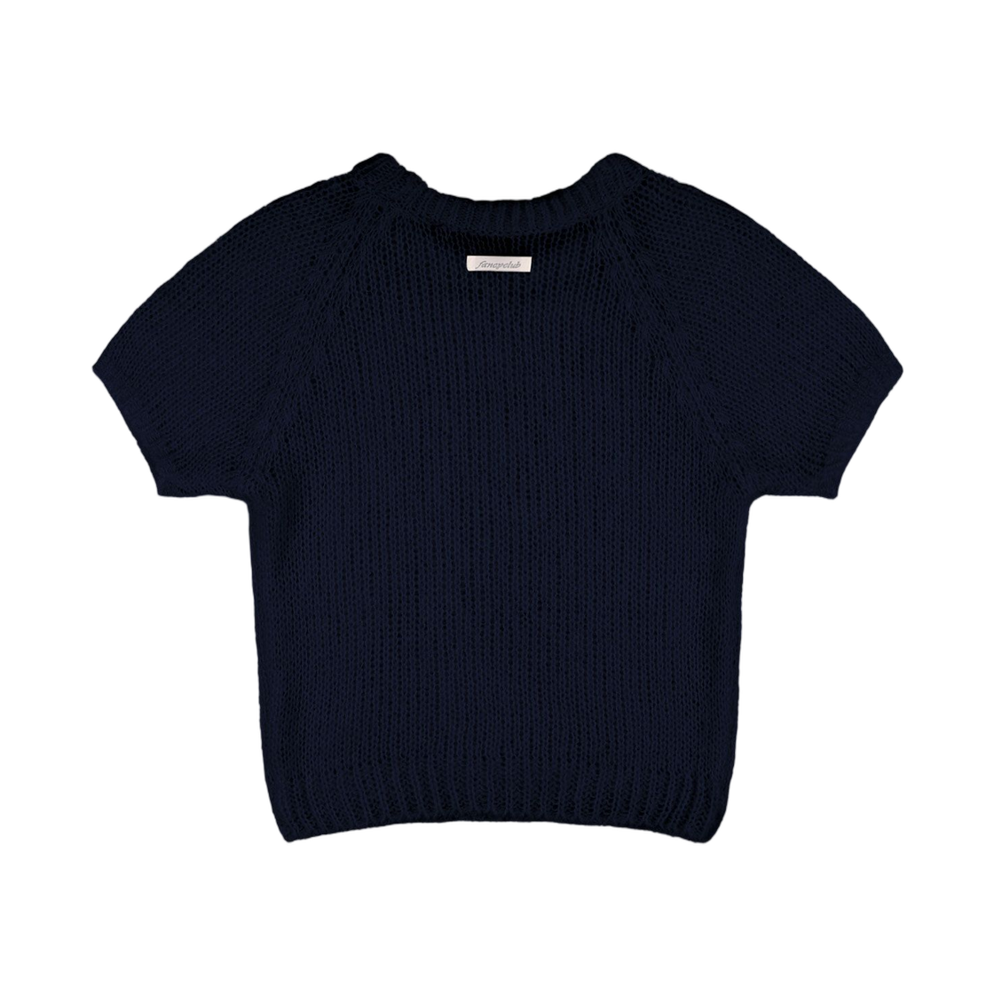 (W) 팬시 클럽 엠브로이드 네트 레글런 니트 네이비((W) Fancy Club Embroidered Net Raglan Knit Navy)