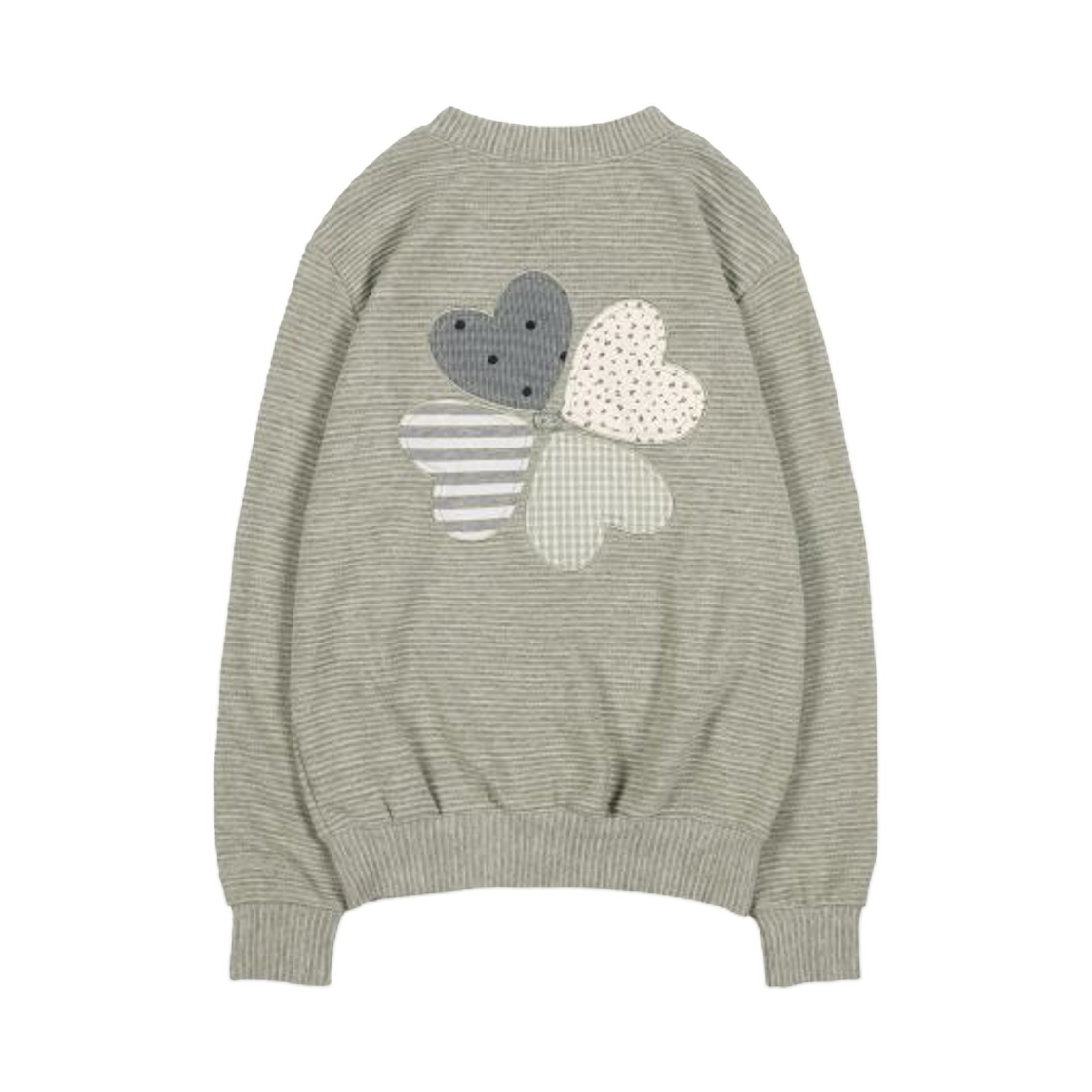 (W) 팬시 클럽 클로버 패치워크 가디건 베이지((W) Fancy Club Clover Patchwork Cardigan Beige) - 2