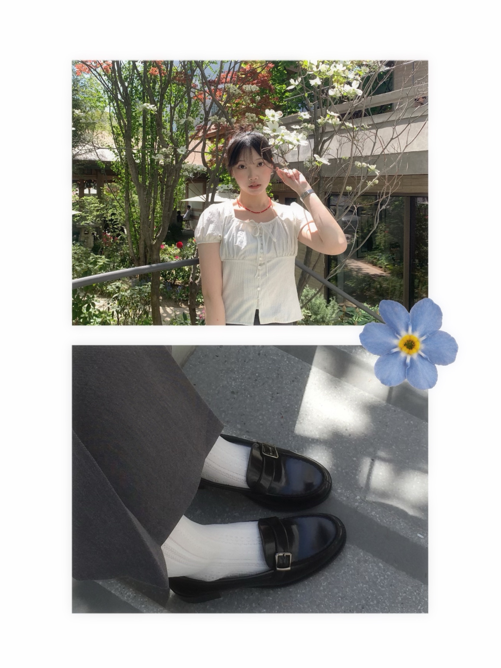 Haruta HS-4600 Ring Strap Heel Loafer Black 착용 스타일 - 2
