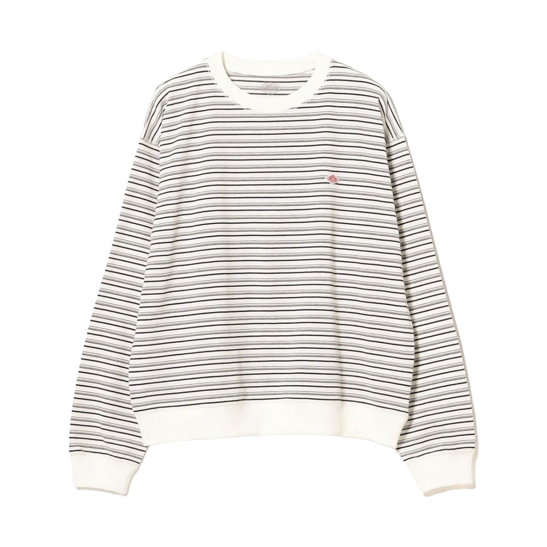 (W) 단톤 스트라이프 롱슬리브 스웨트 티셔츠 1109 에크루 블랙((W) Danton Stripe Long Sleeve Sweat T-Shirt 1109 Ecru Black) - 1