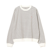 (W) Danton Stripe Long Sleeve Sweat T-Shirt 1109 Ecru Black