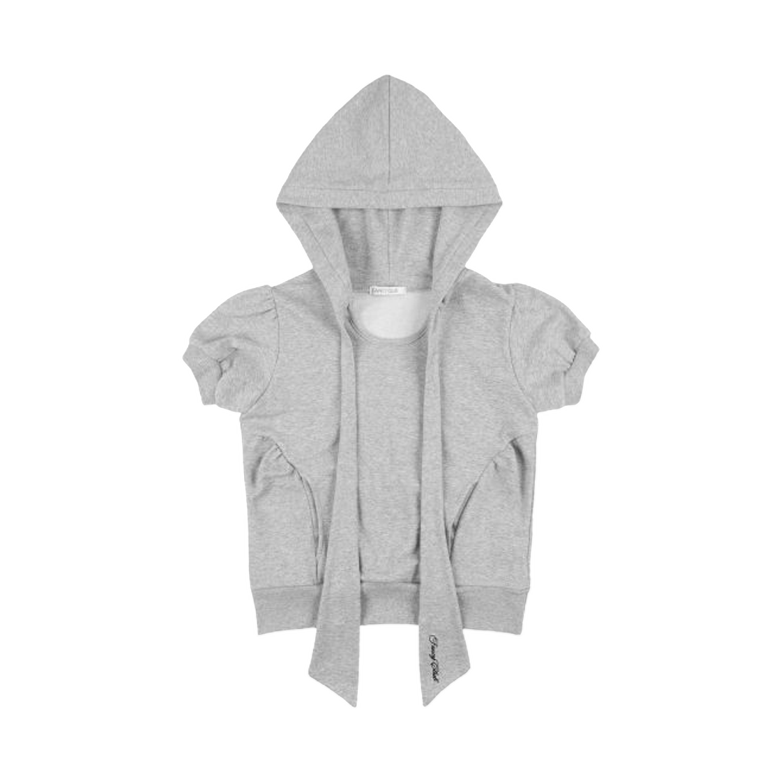 (W) 팬시 클럽 퍼프 라운드 스카프 후디 멜란지 그레이((W) Fancy Club Puff Round Scarf Hoodie Melange Gray)