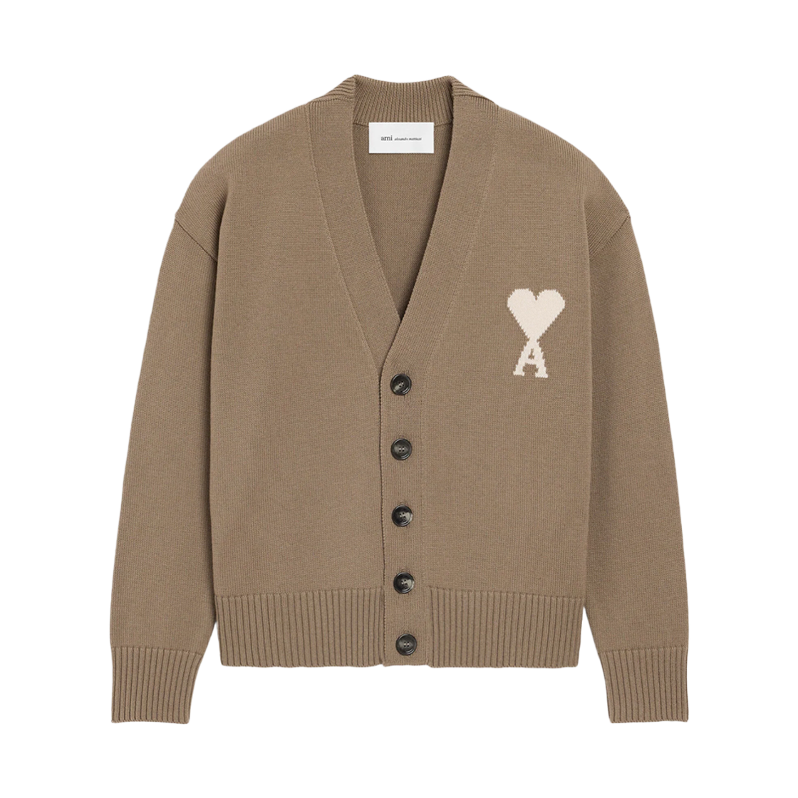UKC380 KN0156 A117 [25% 쿠폰] AMI Beige Wool Ami De Coeur Cardigan Taupe Beige Off White