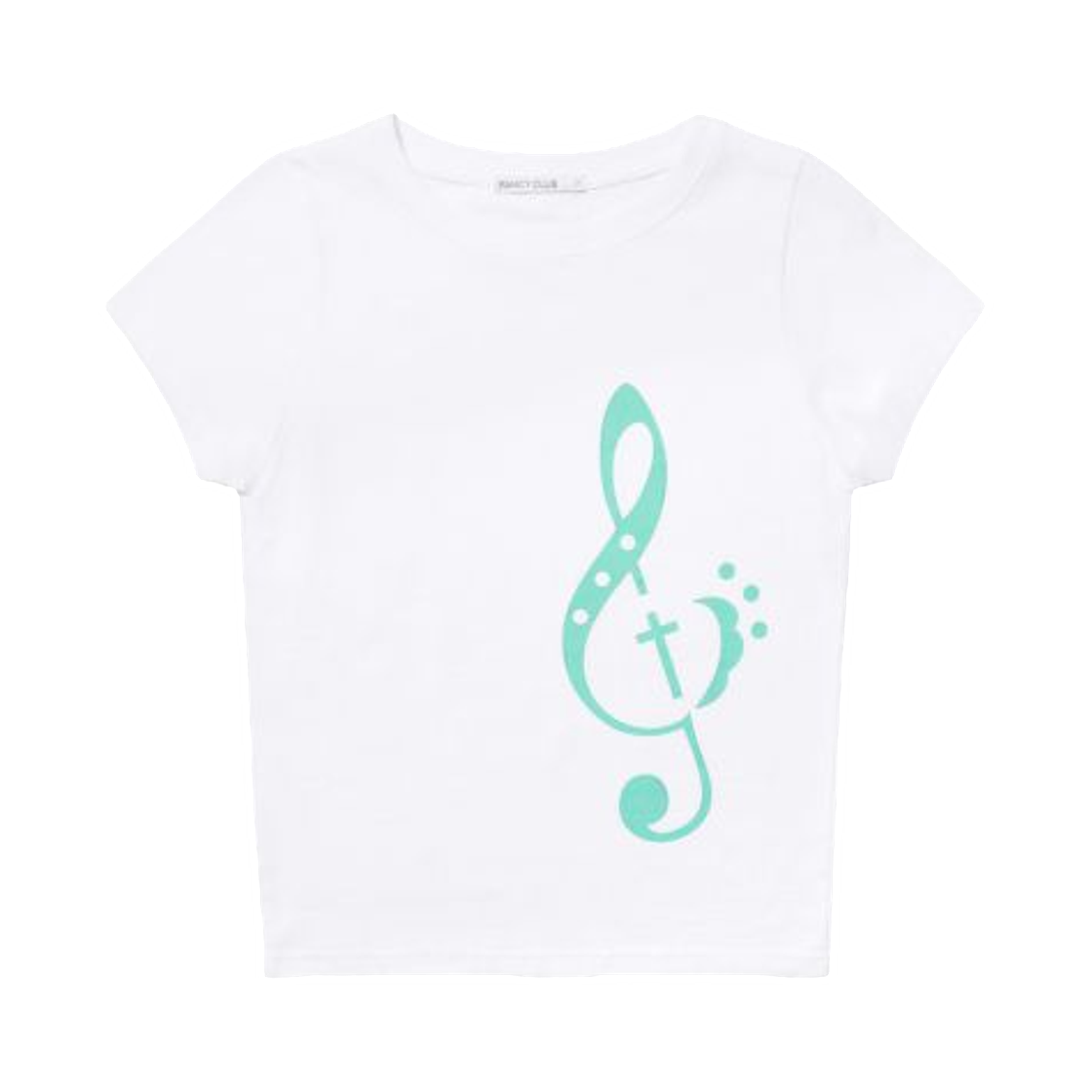 (W) 팬시 클럽 클레프 심볼 티셔츠 화이트((W) Fancy Club Clef Symbol T-Shirt White)