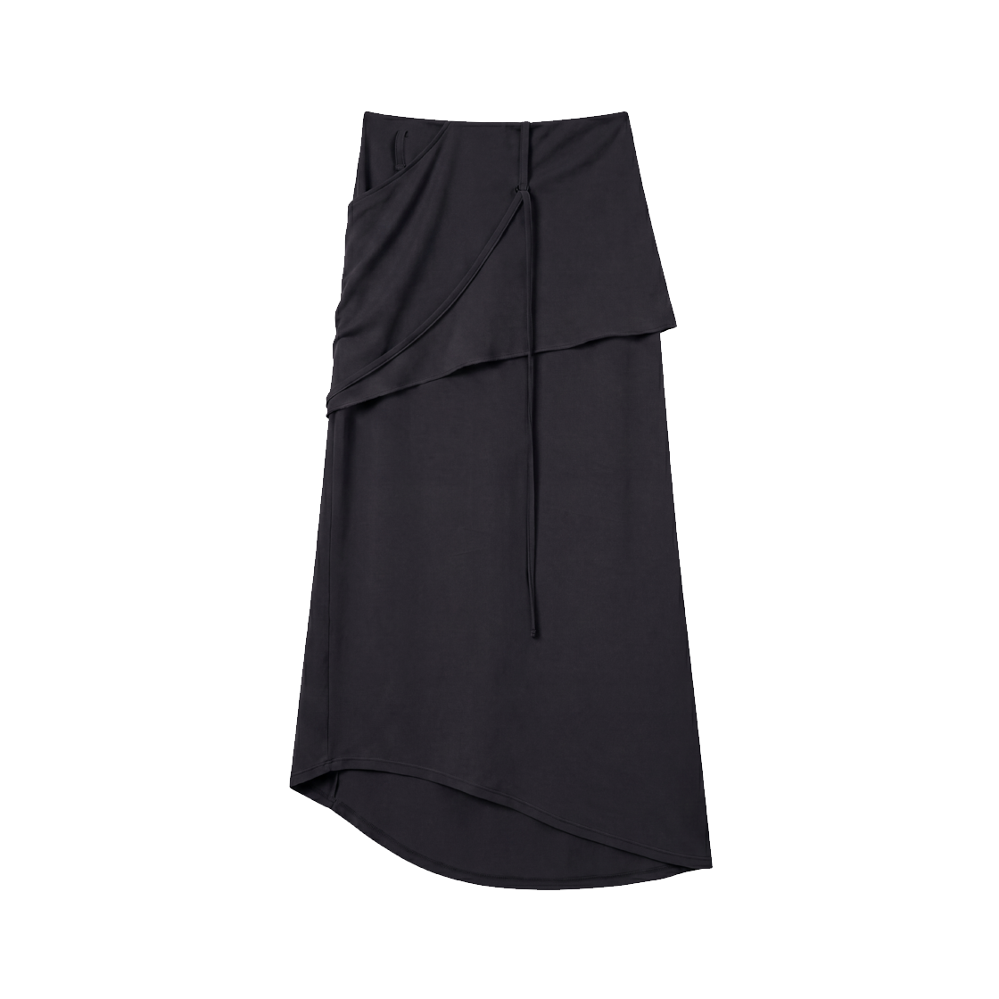비엘알 어시메트릭 레이어드 맥시 스커트 블랙(BLR Asymmetric Layered Maxi Skirt Black) - 2