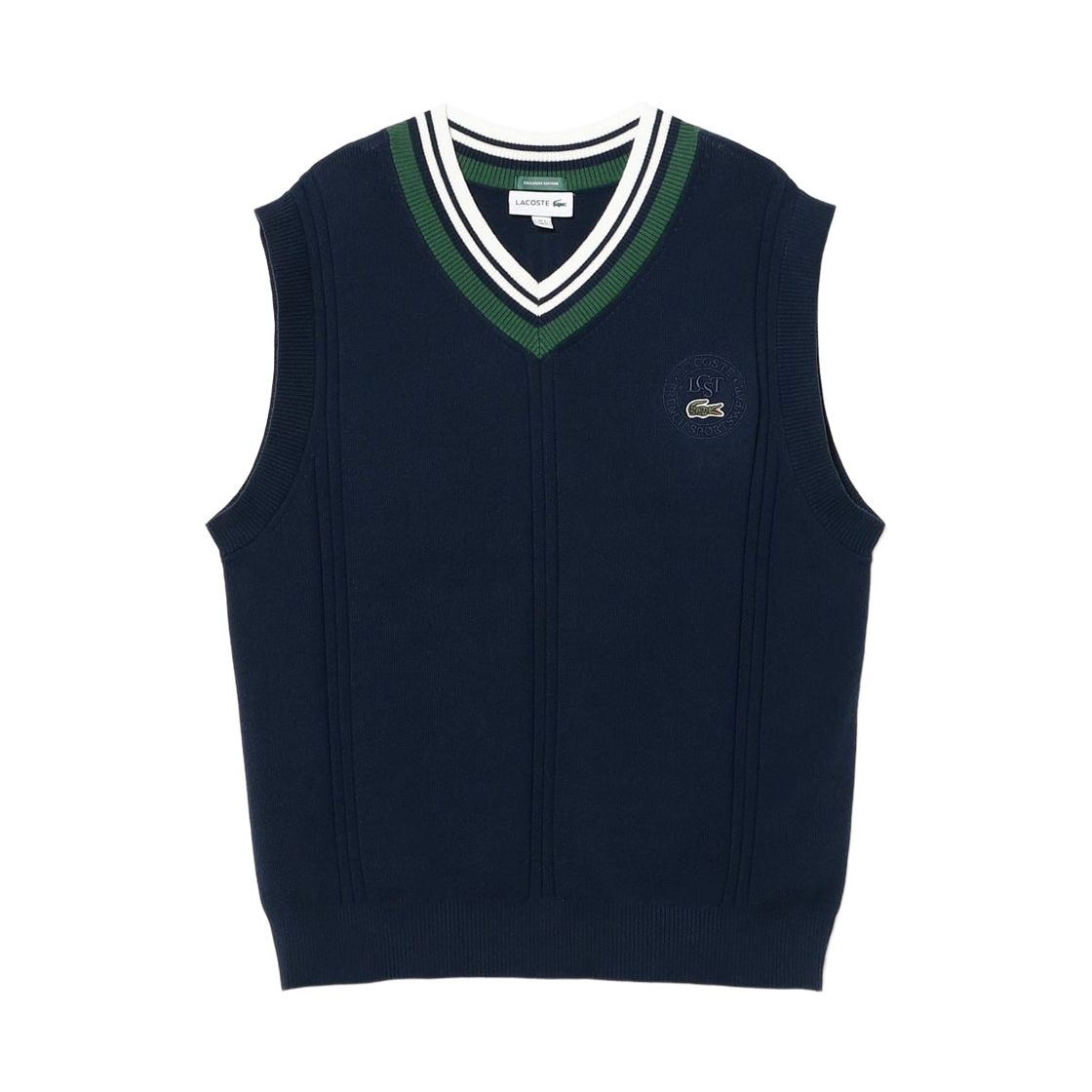 빔즈 x 라코스테 가디건 니트 베스트 마린(Beams x Lacoste Cardigan Knit Vest Marine)