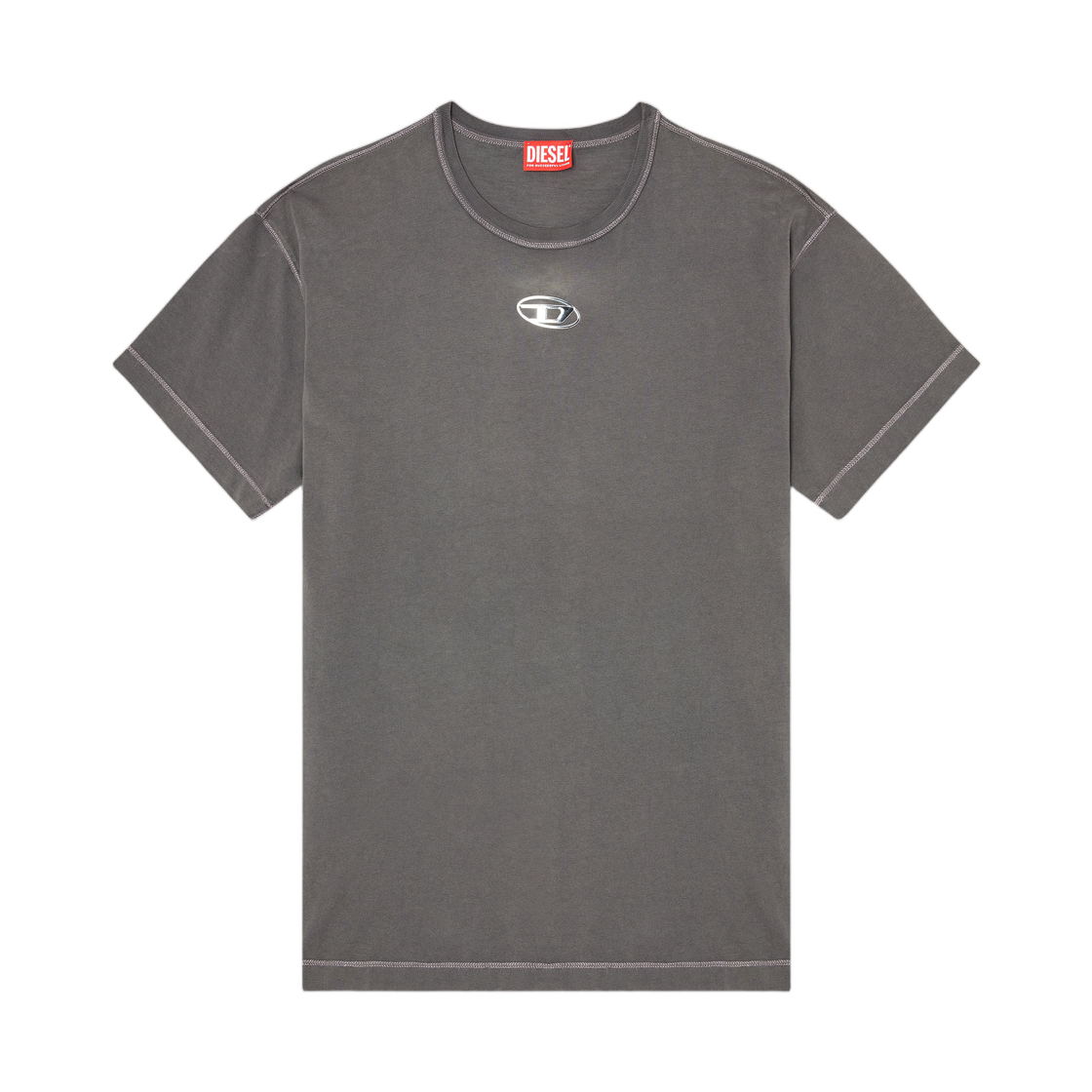 A202970JMBB-96H Diesel Light Cotton T-Shirt with Metallic Oval D Logo Grey