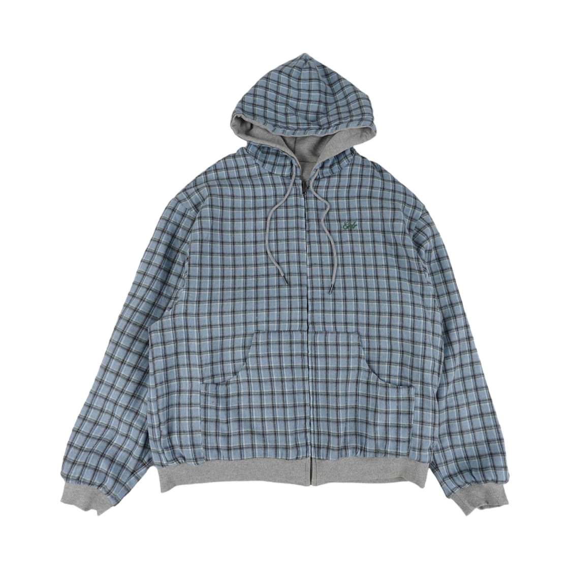 이알티알 리버시블 체크 후드 집업 스카이 블루(ERTR Reversible Check Hoodie Zip Up Sky Blue)