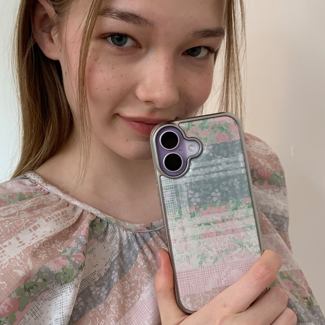 뮤즈무드 로즈 레이스 실버 에폭시 휴대폰 케이스(Musemood Rose Lace Silver Epoxy Phone Case) - 2