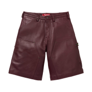 Supreme Leather Double Knee Painter Short Burgundy - 26SS