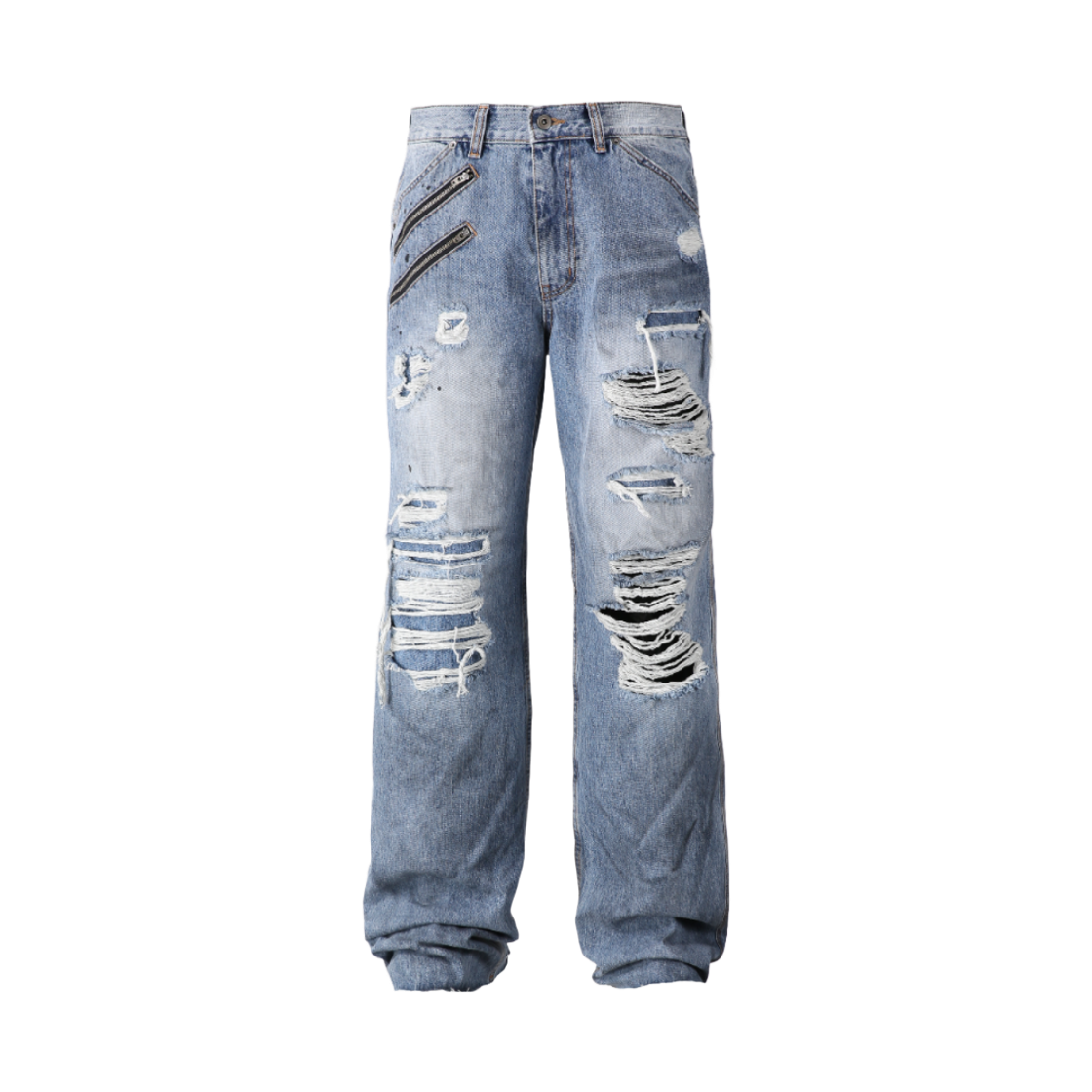 톤얼타이드 지퍼드 팬츠(tornortied zippered pants)