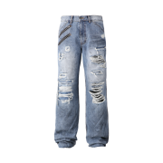 tornortied zippered pants
