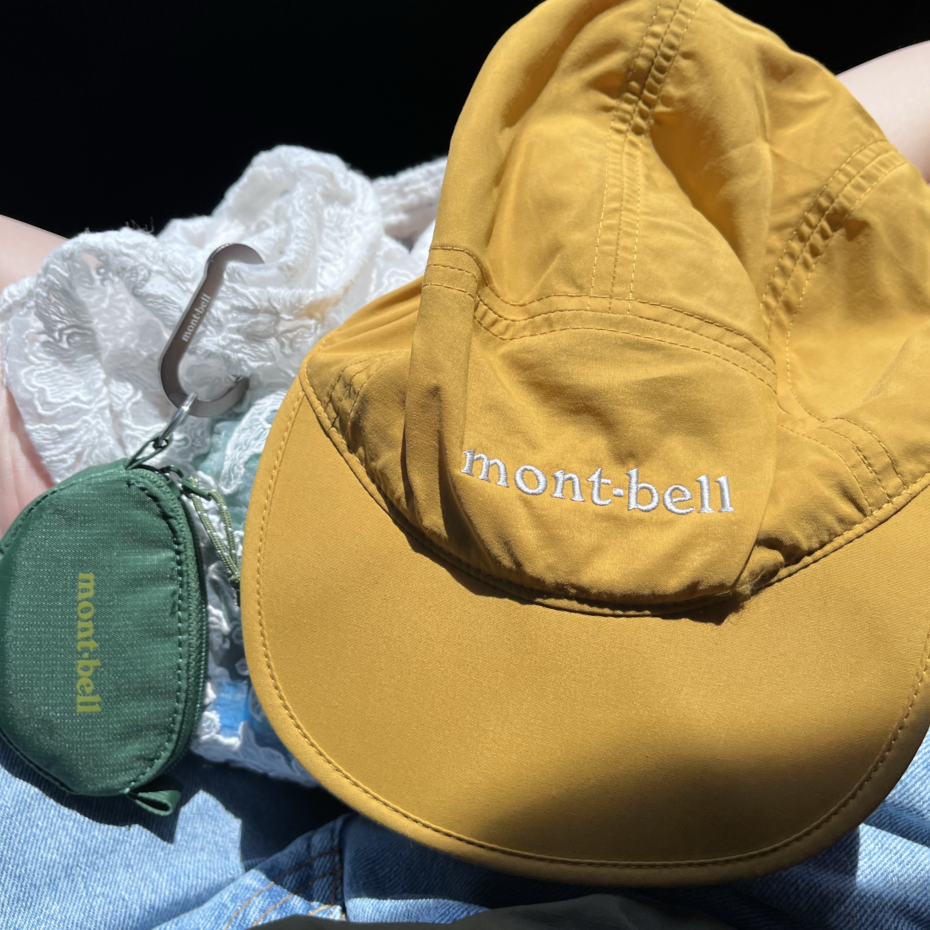Montbell Coin Purse Green, Montbell O.D. Crushable Cap Black 착용 스타일
