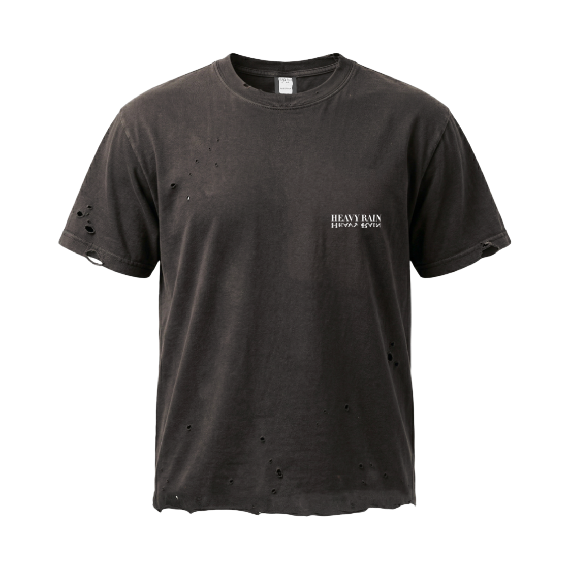헤비레인 로고 디스트레스드 크롭 티셔츠 블랙(Heavy Rain Logo Distressed Cropped T Shirt Black) - 1