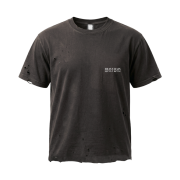 Heavy Rain Logo Distressed Cropped T Shirt Black