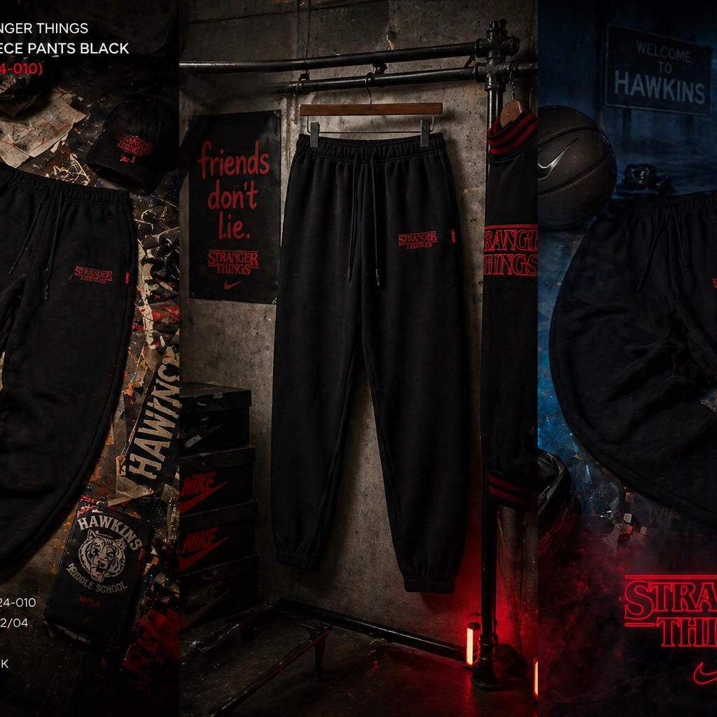 Nike x Stranger Things NRG Club SN Fleece Pants Black (IF8524-010) 착용 스타일